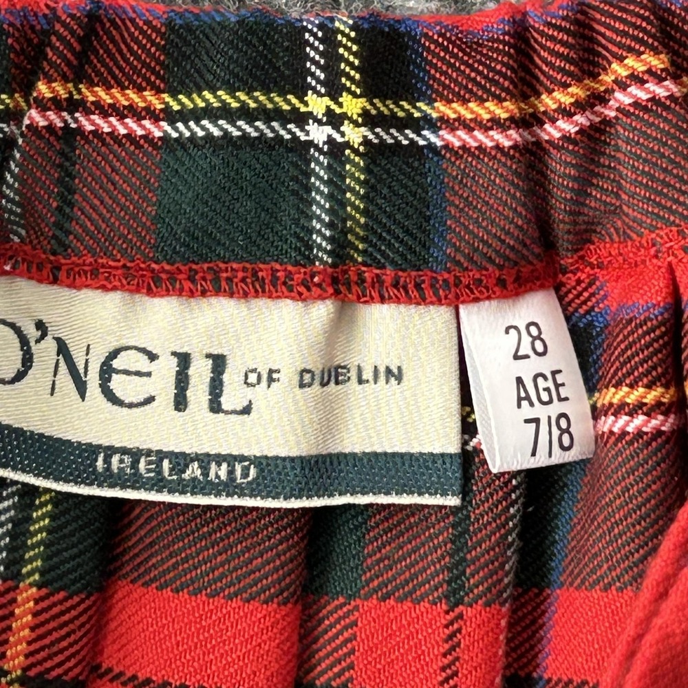 O'Neil Of Dublin Skirt Girls 7-8 Red Plaid Pleated School Kilt Buckle Ireland - Picture 3 of 10